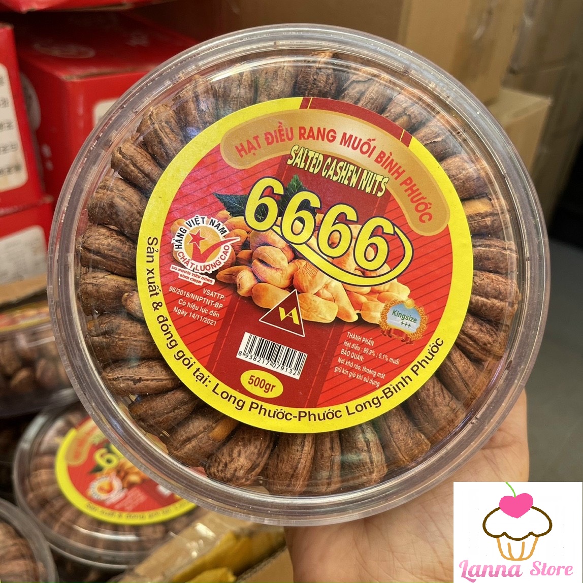 Hạt điều rang muối Bình Phước Hột điều lụa rang - Hộp 500gram