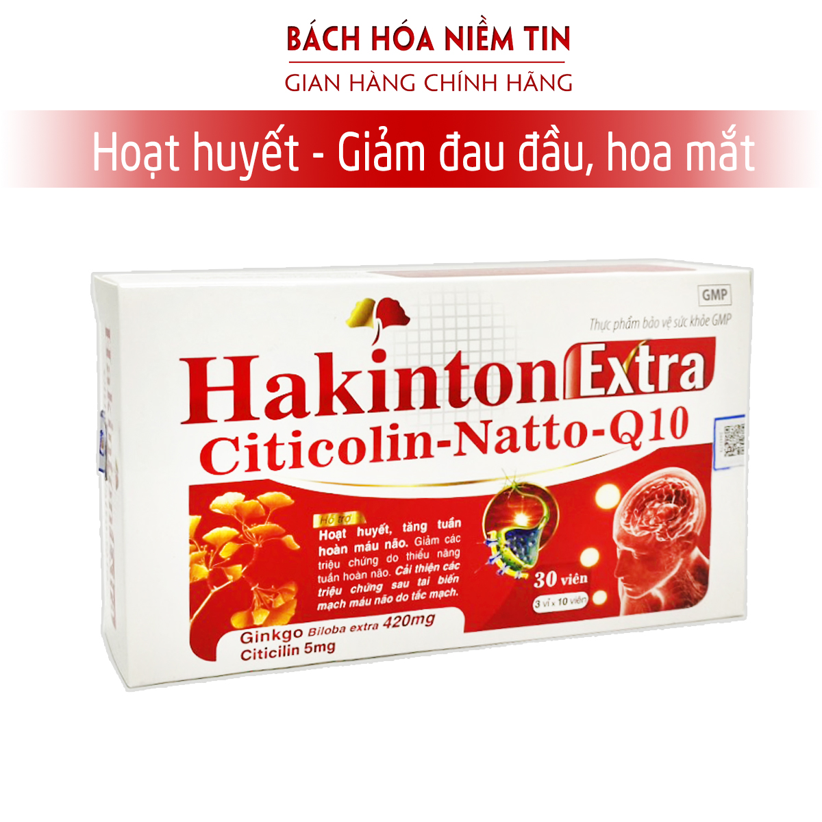 Viên uống Hoạt huyết dưỡng não Hakinton Extra Citicolin Natto Q10