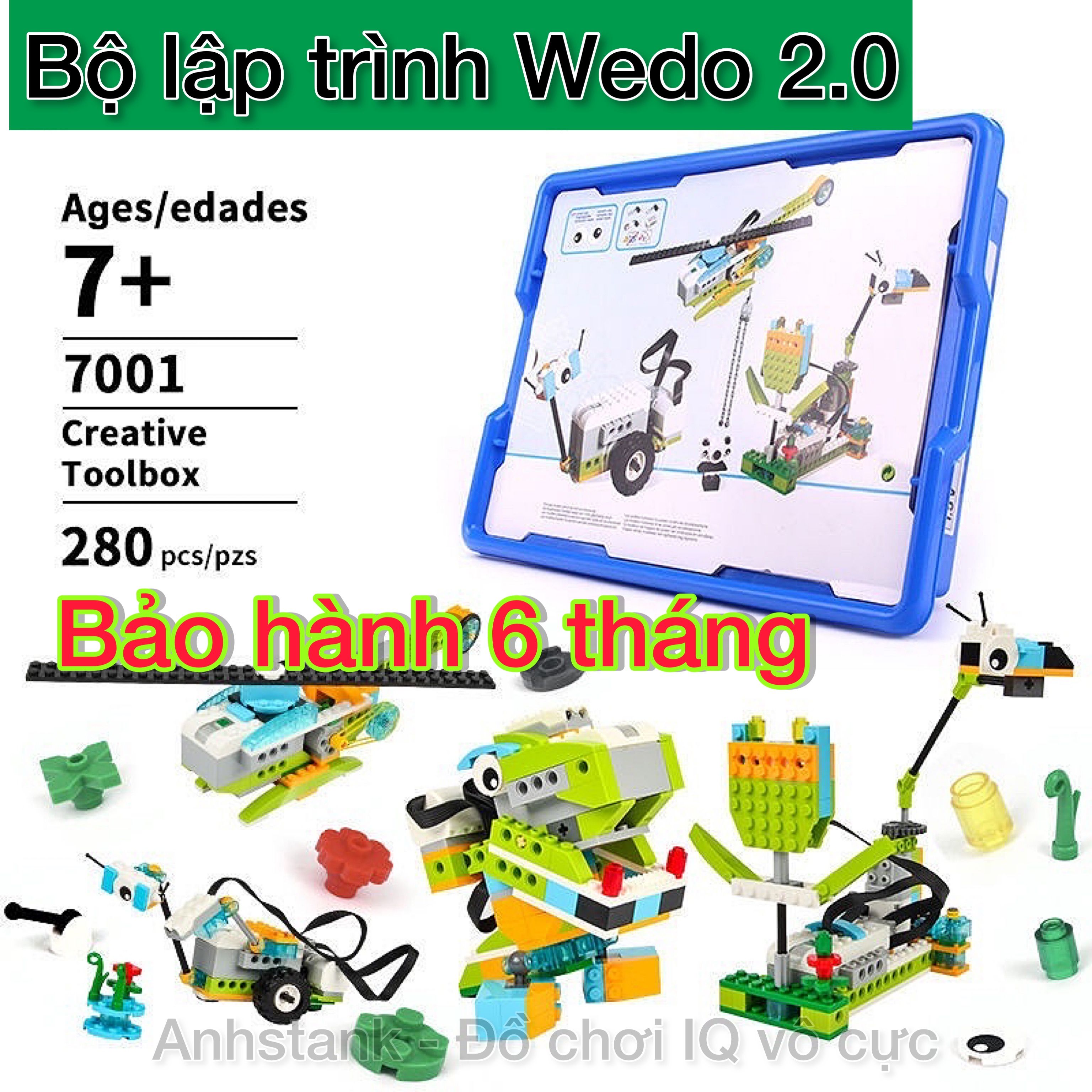 [Hoàn tiền 10%]Mô hình lắp ráp Wedo 2 0 Bộ chuẩn 280 Pcs 01 Não 01 motor 2 cảm biến, dòng education Bảo hành bởi Anhstank 1:1 6 tháng