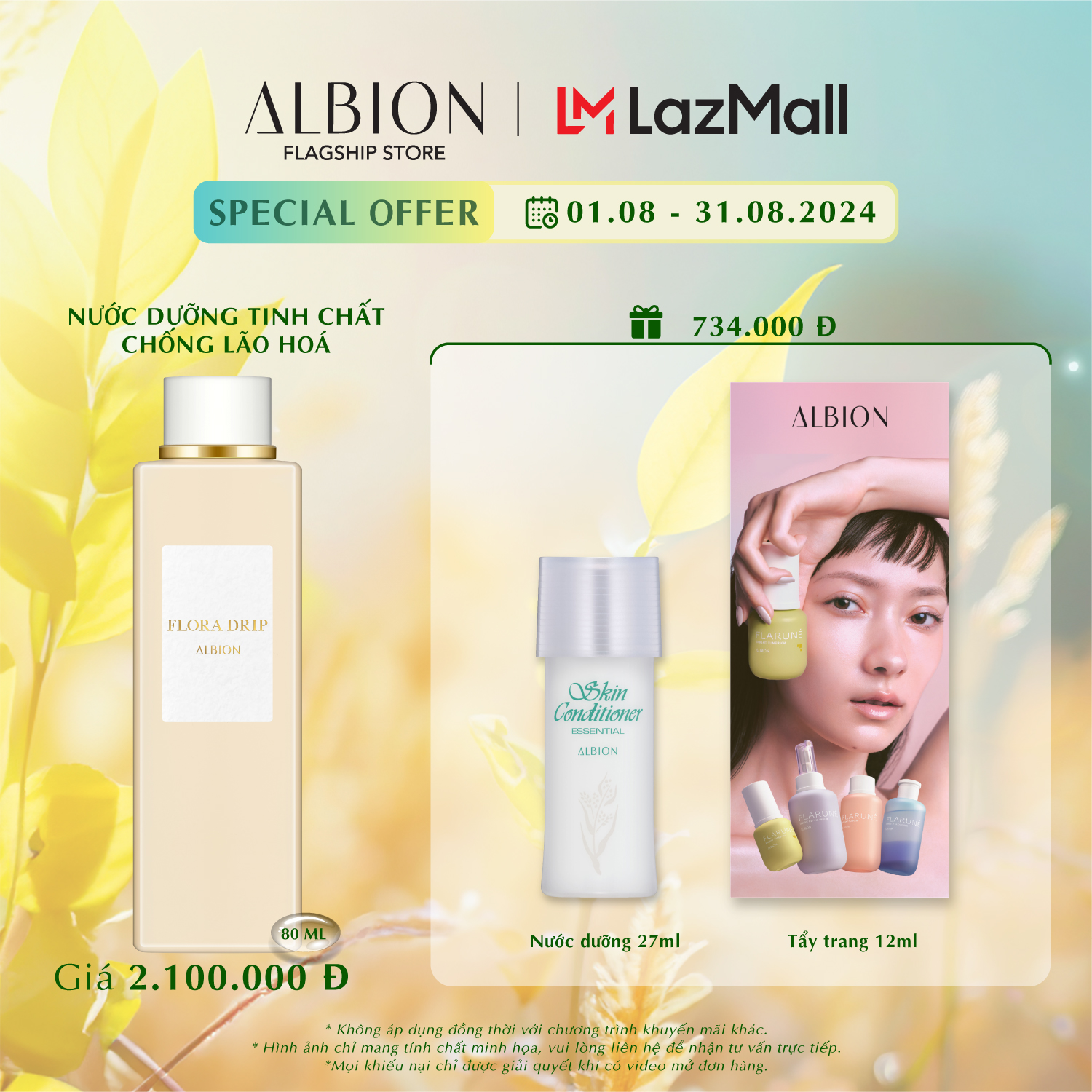 Tinh chất thảo dược lên men cô đặc chống lão hóa albion flora drip 80ml