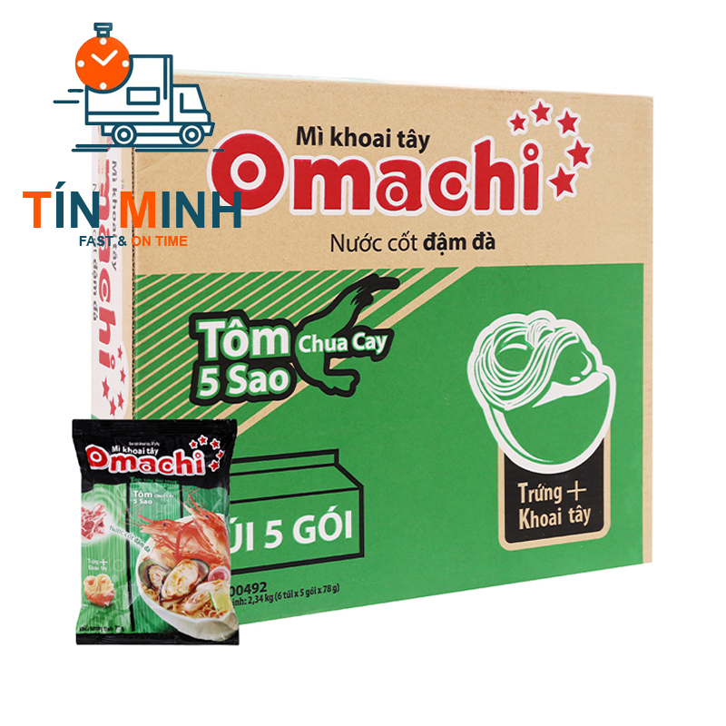 Mì khoai tây Omachi tôm chua cay thùng 30 gói 80g - Cty TM