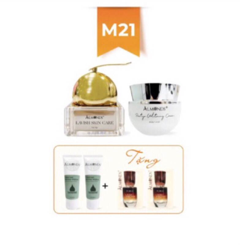 Bộ kem sen tuyết và kem sữa chua dưỡng trắng, căng bóng da ban ngày, ban đêm Almonds + 🎁