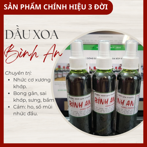 Dầu Xoa Bóp Bình An Công Chính - Hỗ trợ đau nhức xương khớp, mỏi vai gáy, thấp khớp, tê bại, chấn thương do bong gân, sai khớp, sưng bầm - Chai 135ml
