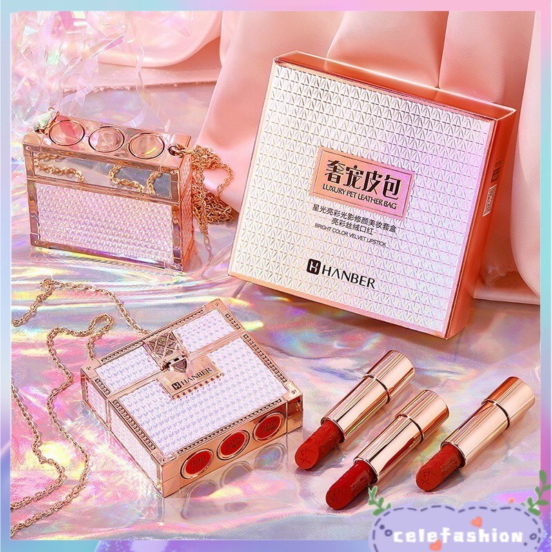 Set 3 thỏi son hanber bạc hình túi xách
