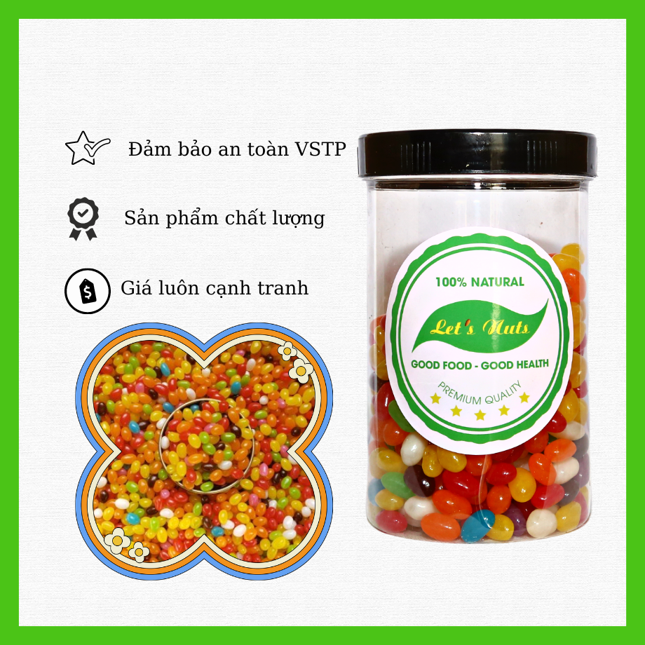 Kẹo bi trái cây hũ 500g nhiều màu sắc sặc sỡ, món ăn vặt tuyệt vời cho các bé HuTo House