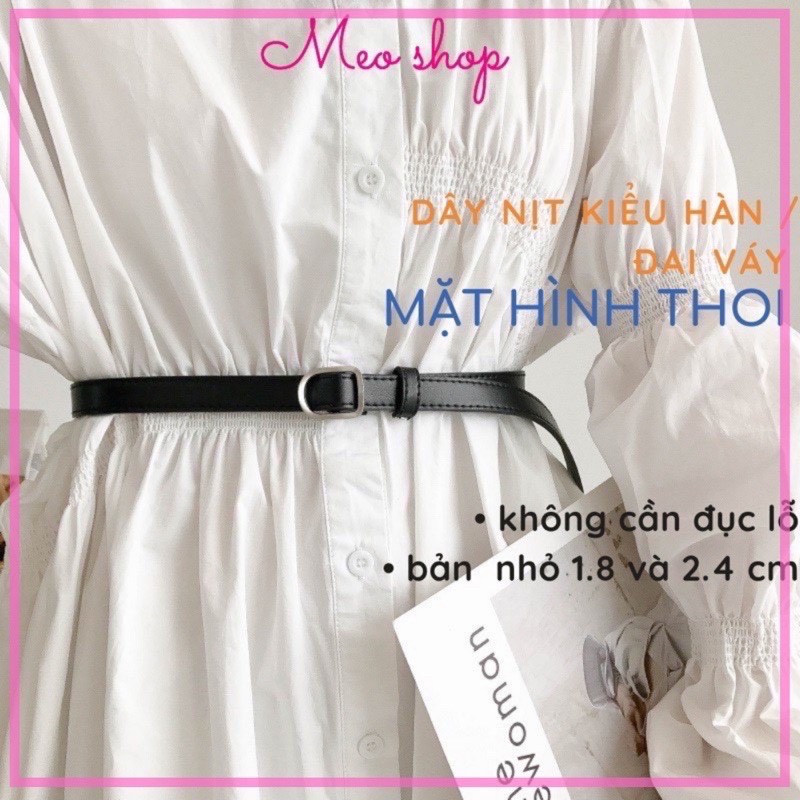 Dây nịt HÌNH THOI bản nhỏ làm thắt lưng đai váy hình thoi nhỏ -Thắt lưng da nữ size nhỏ làm đai váy hình thoi Thắt lưng da đẹp cao cấp không đục lỗ
