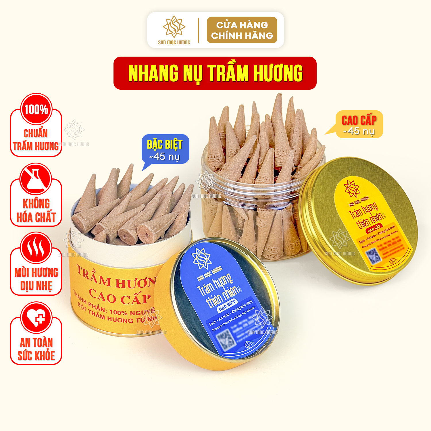  Nhang nụ trầm hương thơm tự nhiên đốt xông nhà tẩy uế đồ thờ cúng phong thủy cao cấp may mắn tài lộc cho gia chủ Sơn Mộc Hương 