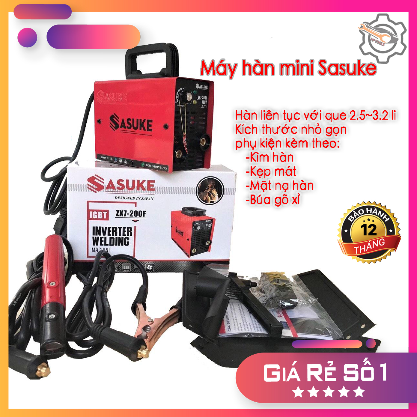 Máy Hàn Điện Tử Mini SASUKE ZX7 200F-Chuyên que 2.5ly-Đầy đủ phụ kiện-Bảo hành 12 tháng