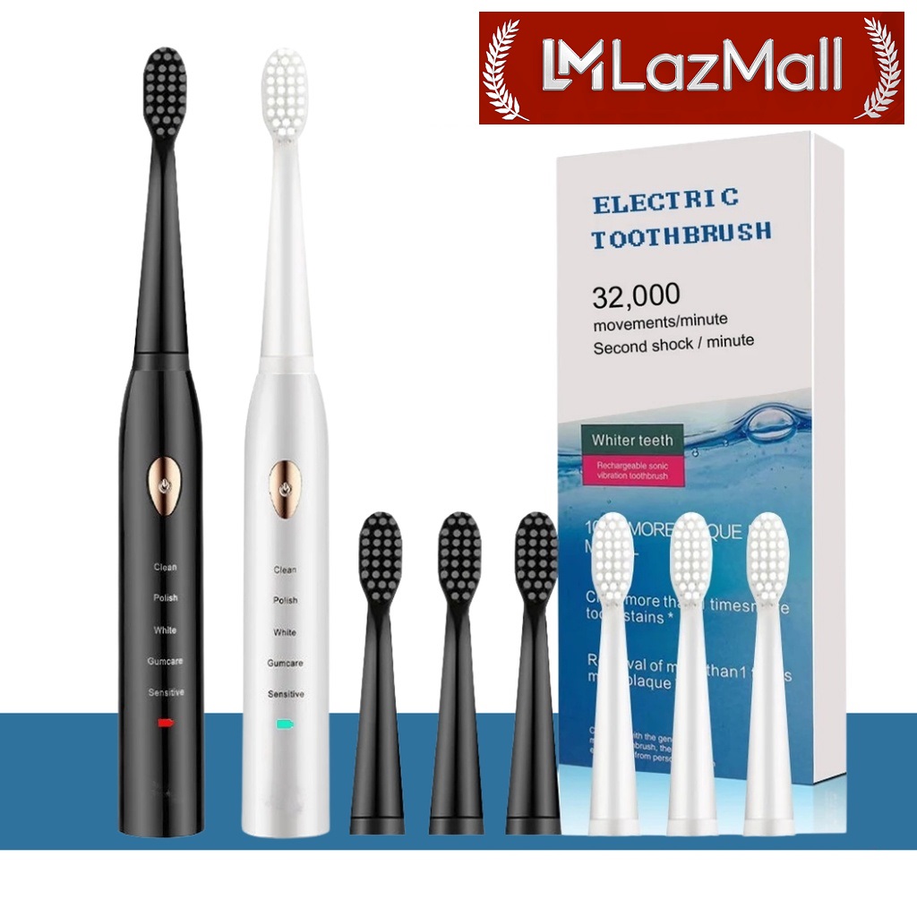 (HCM)LazMaII HÀNG CHÍNH HÃNG XIAOMI Bàn chải điện Electric Toothbrush 5 chế độ kèm 4 đầu chải tiện lợi, Bàn chải đánh răng điện đánh bóng làm trắng răng chăm sóc răng miệng hoàn hảo cho gia đình