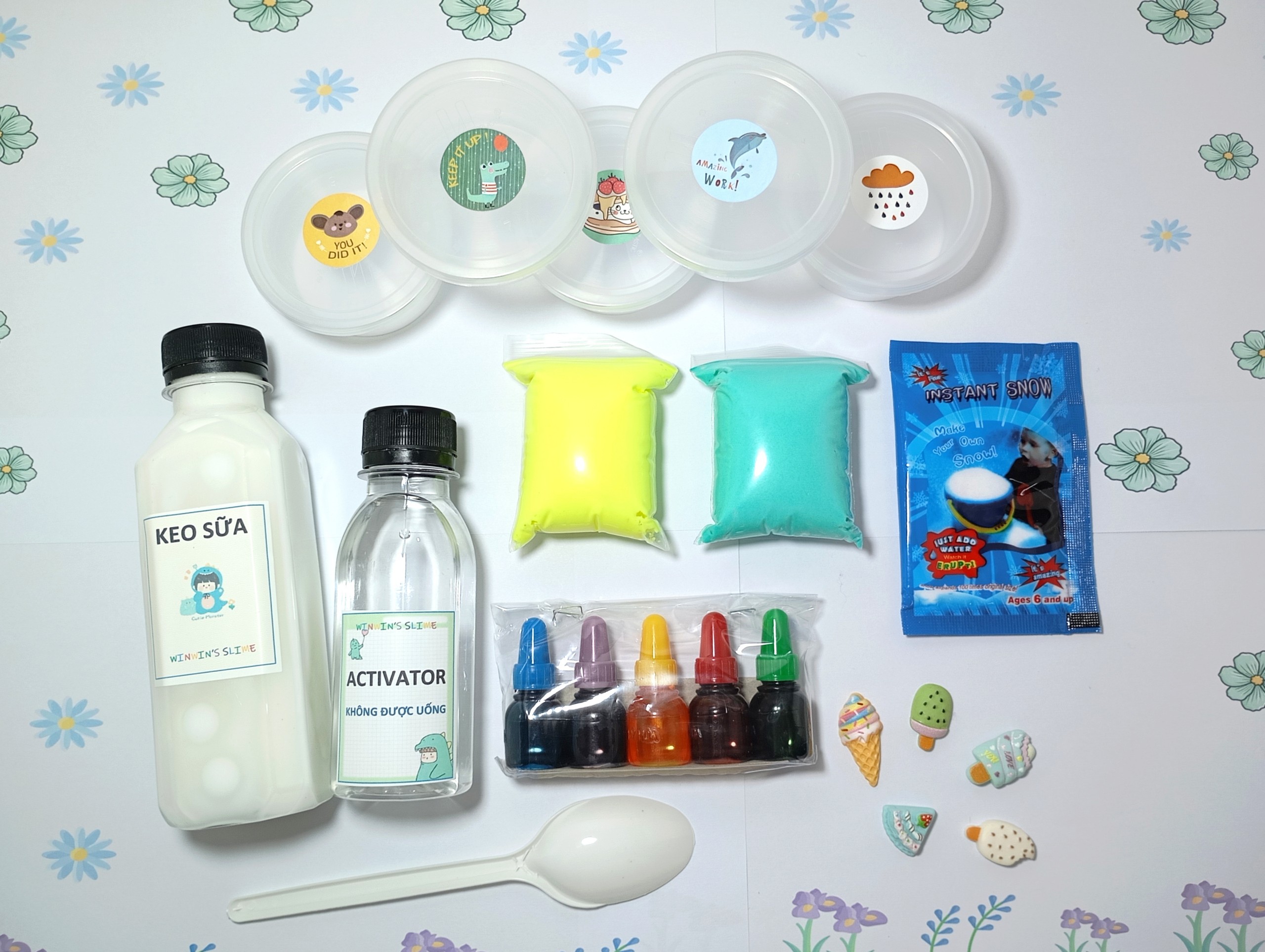Bộ kit làm slime - dụng cụ làm slime mây, slime bơ size to