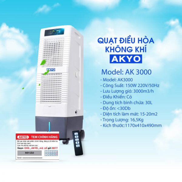 Quạt điều hòa làm mát inverter Akyo Ak3000
