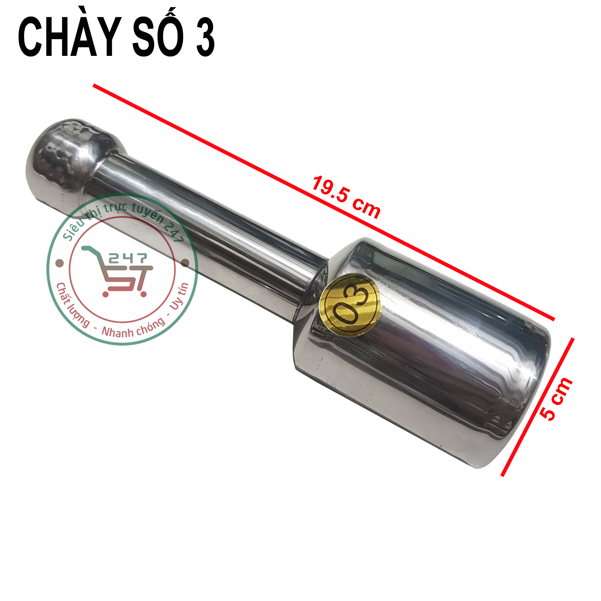 Chày inox số 3 đâm tiêu dã tỏi ớt hàng chắc chắn bền đẹp