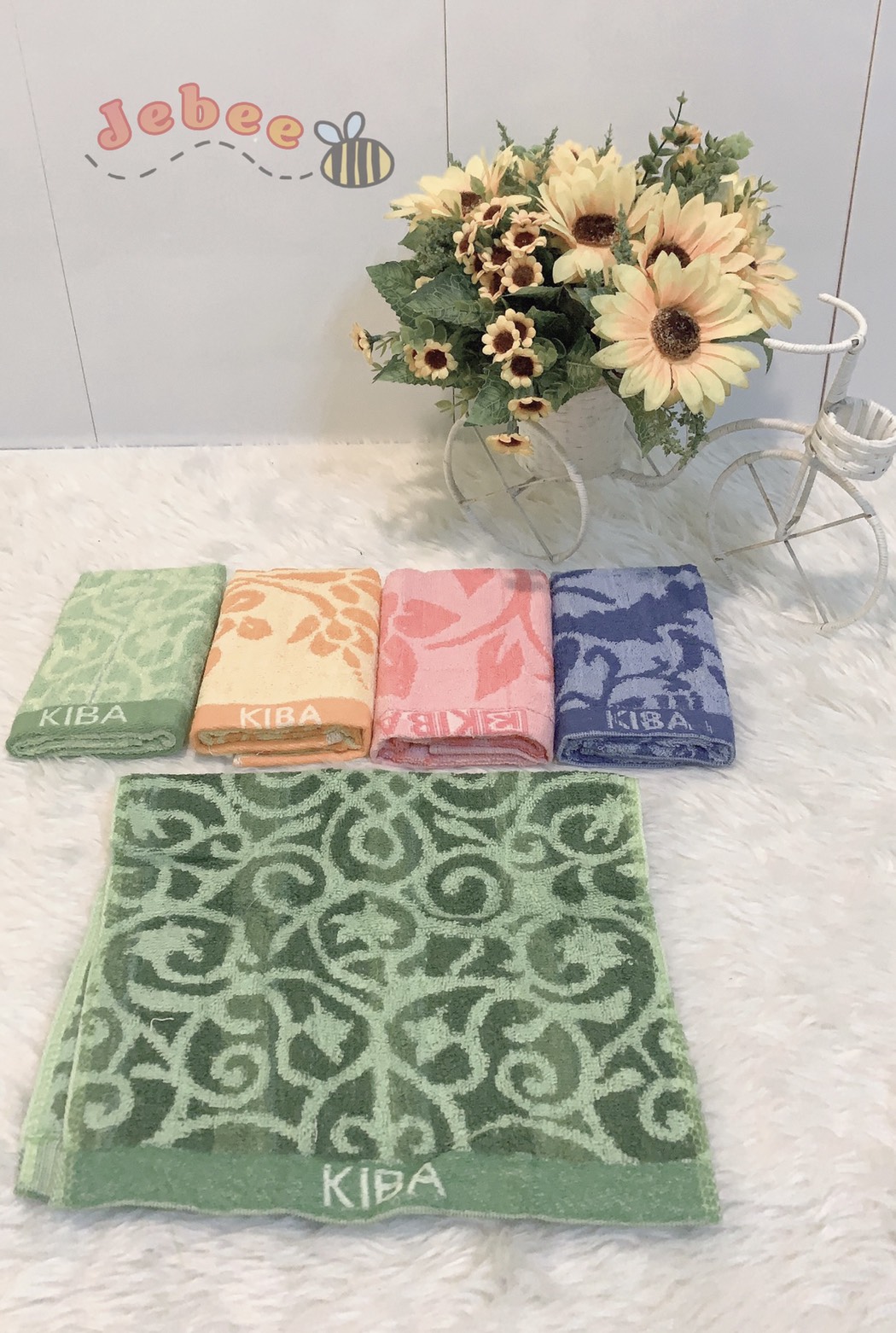 Khăn mặt kiba 100% cotton siêu mềm mại thấm hút- kt 30*50cm - 12845