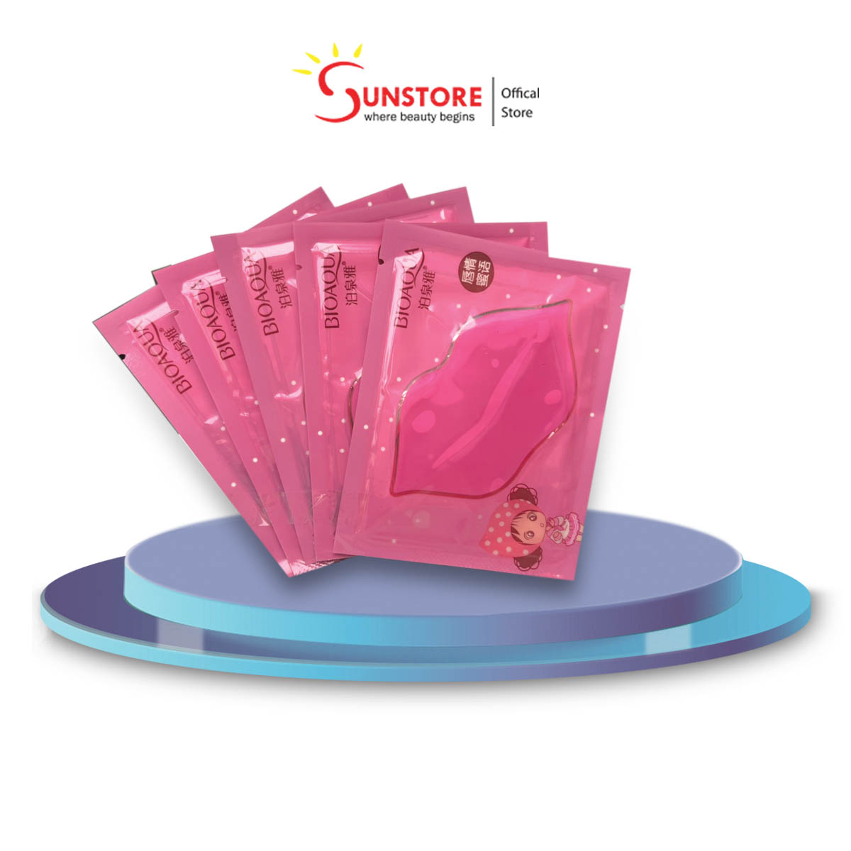 Mặt nạ môi BIOAQUA Collagen dưỡng ẩm giúp môi không khô nứt nẻ giảm thâm môi mang đến làn môi căng mịn - sunstore17
