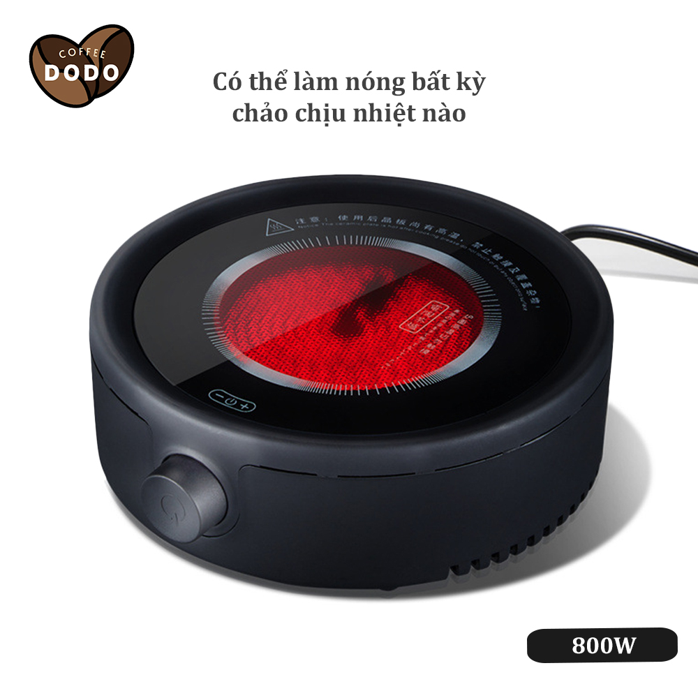 Bếp điện mini đa năng 800W Bếp hồng ngoại mini pha trà pha cà phê Bếp điện từ không có tiếng ồn Bếp hồng ngoại đơn tròn Có thể dùng để nấu moka pot Electric furnace DODO