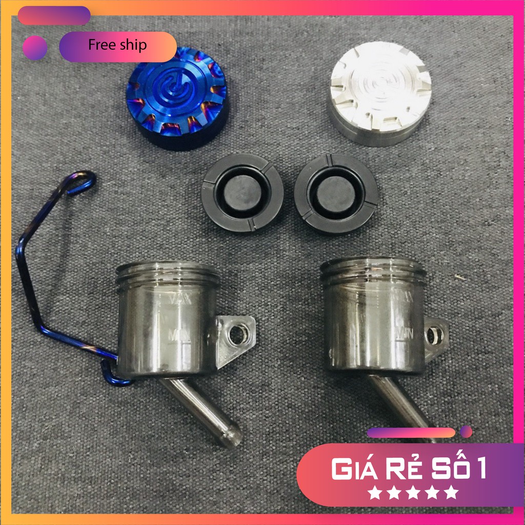 Bình dầu khối nắp brembo inox cnc lắp thắng đĩa sau, tay thắng bình dầu rời