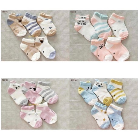 Set 5 đôi vớ cotton cho bé từ sơ sinh đến 1 tuổi