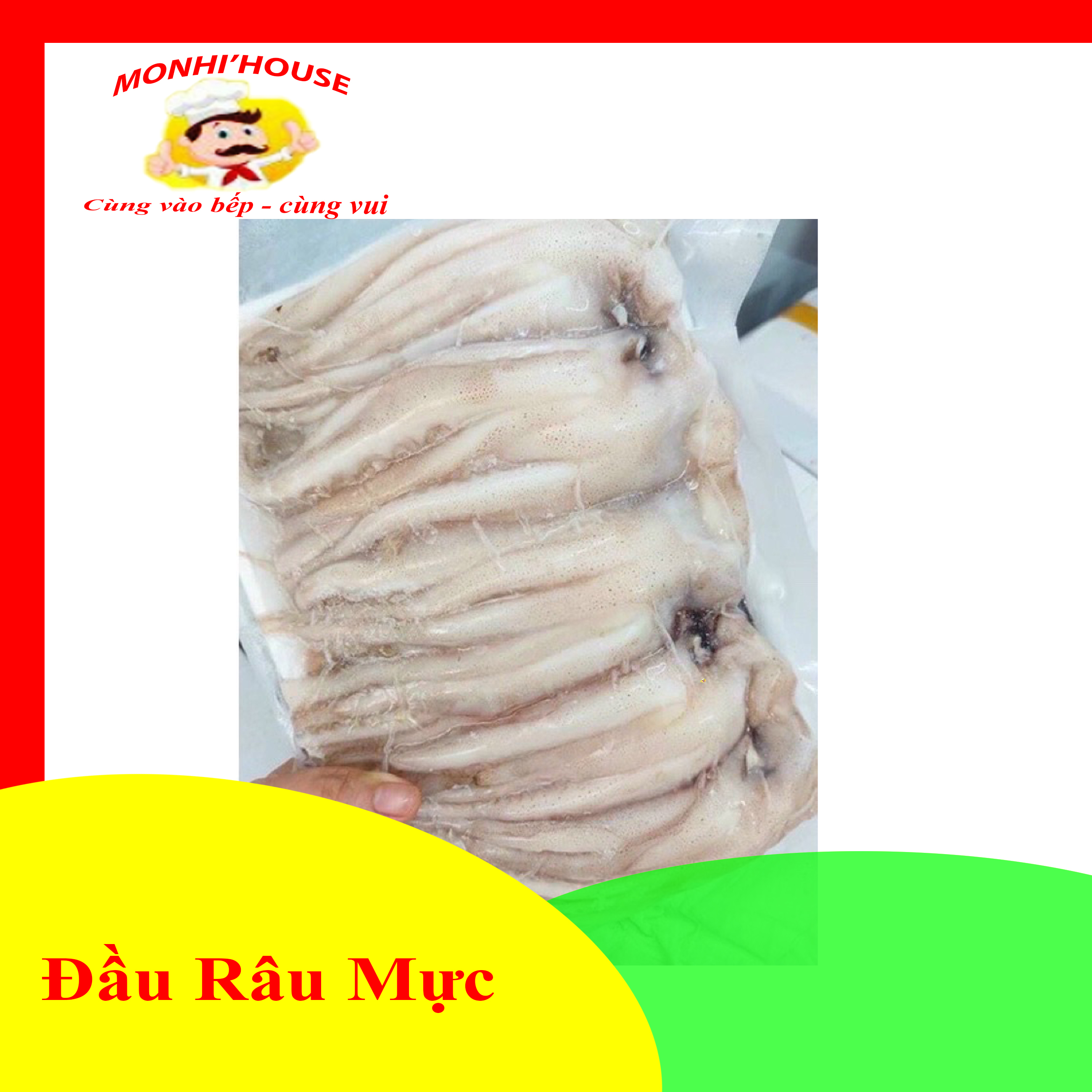 1kg râu đầu mực đóng khay: nướng, xào,....