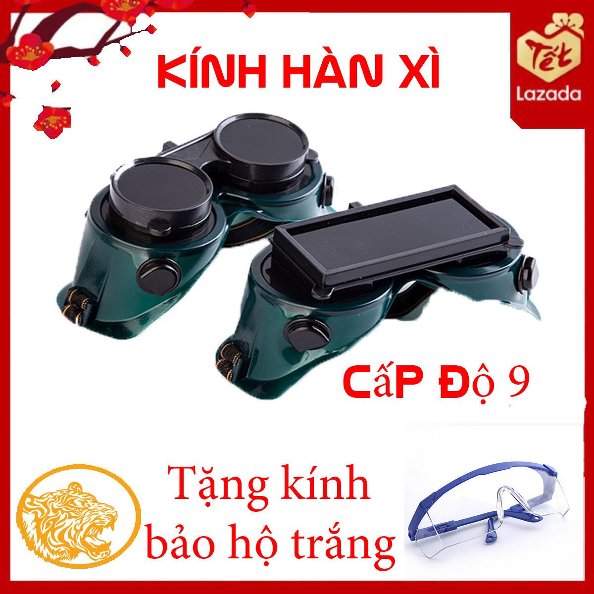 Kính bảo hộ thợ hàn ,kính cắt oxy thợ hàn xanh đậm lật lên ,lật xuống ,kính hàn cấp độ 9 [ tặng kính bảo hộ trắng]