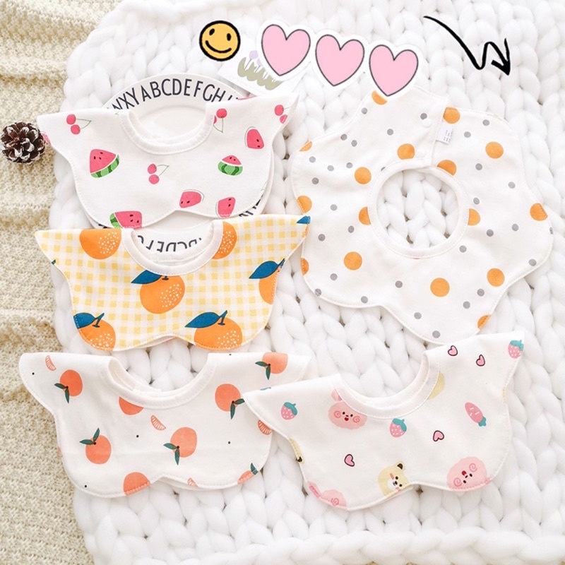 Yếm tròn xoay 360 độ 100  cotton chống thấm tốt cho bé (mẫu thu đông 2021)