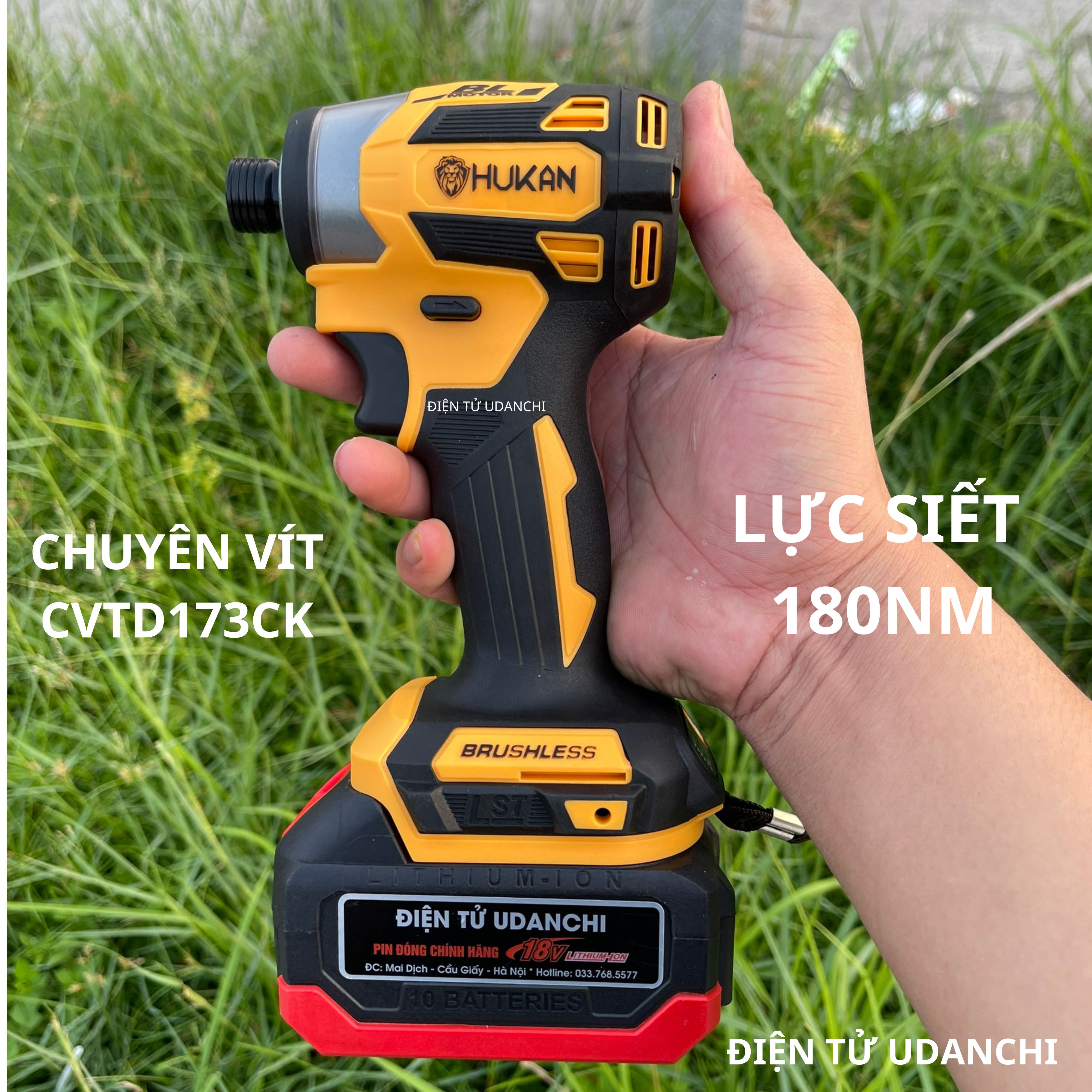 Máy Bắn Vít HUKAN HK-CVTD173CK DÙNG PIN ĐÓNG Lực 180Nm Chỉnh 4 Tốc Độ Có Đèn Led Trợ Sáng