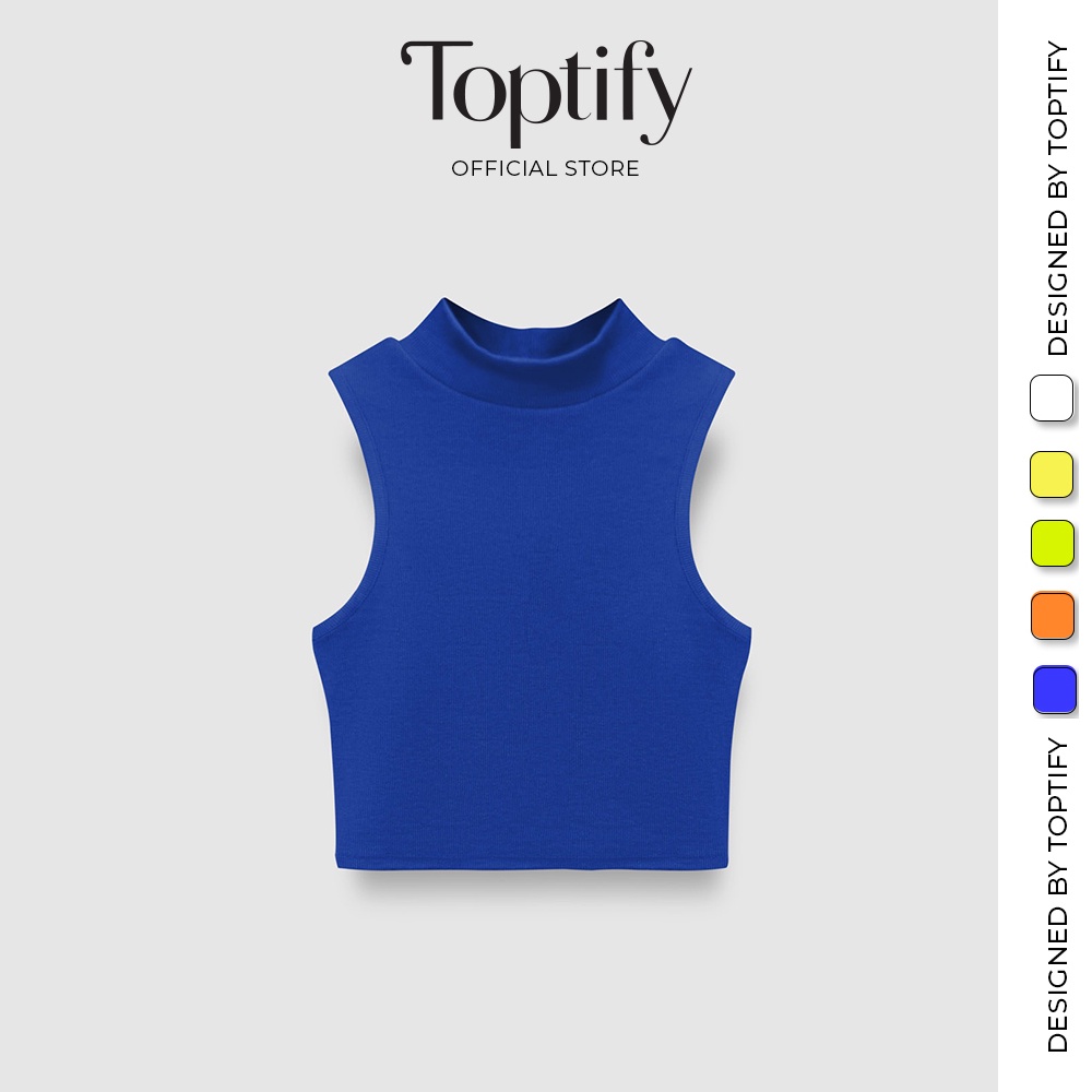Áo croptop nữ trơn TOPTIFY sát nách cổ lọ thun bo gân co giãn form basic Trip Away Top AC221
