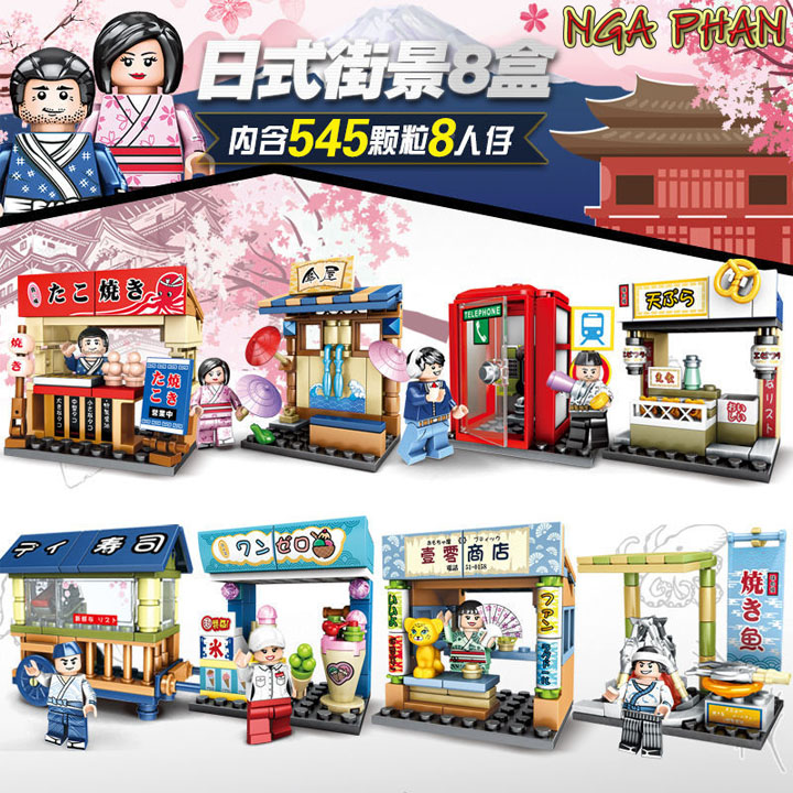 Ẩm thực đường phố nhật bản city đồ chơi xếp hình lắp ráp lego sembo
