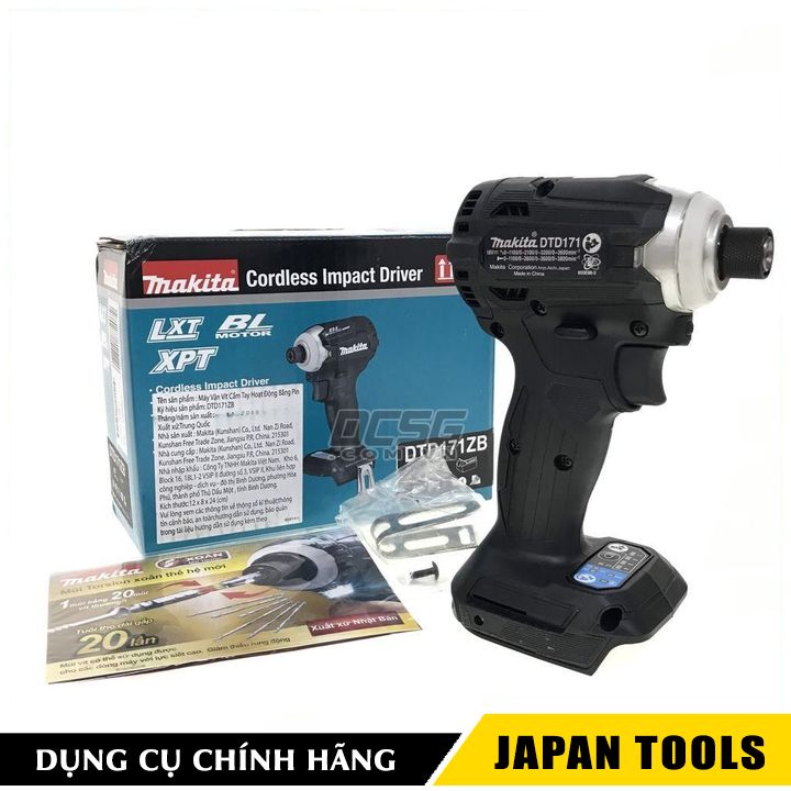 Máy vặn vít 180n.m dùng pin 18v makita dtd171zb | japan tools