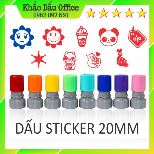 Con dấu Theo yêu cầu in lên nhiều chất liệu dấu tích điểm 20mm tặng kèm mực