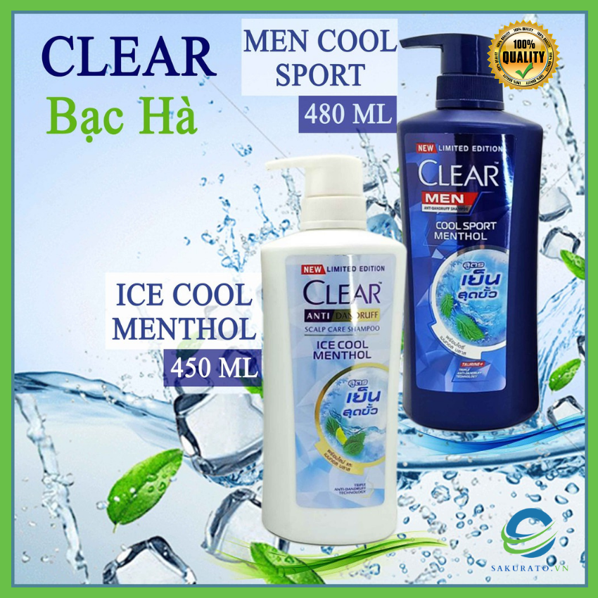 Dầu Gội Clear Men Cool Sport Bạc Hà 450ml Thái Lan