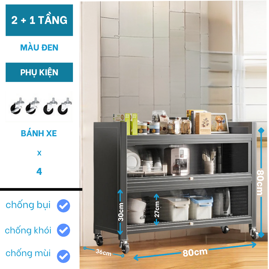 Kệ để đồ đa năng có cánh cửa, kệ bếp khung sắt, kệ lò nướng lò vi sóng thiết kế thông minh đa dạng kích thước tiết kiệm diện tích sang trọng căn bếp