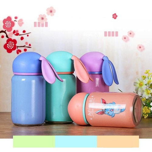 [hot bình nước thủy tinh tai thỏ siêu đáng yêu 400ml - p shop vn