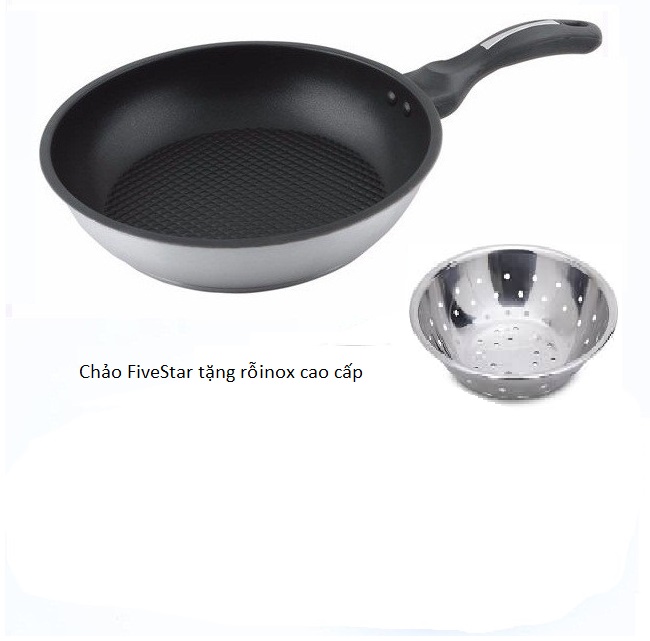 CHẢO CHỐNG DÍNH BẾP TỪ FIVESTAR 24CM CAO CẤP TẶNG RỖ INOX CAO CẤP 20CM