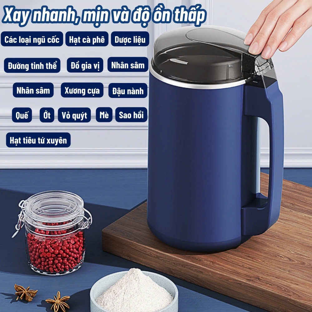  Máy Xay Hạt Khô Đa Năng Mẫu Mới Công Suất 300W 8 Lưỡi Xay Các Loại Hạt Đồ Khô Coffee Ngũ Cốc Không Ồn 