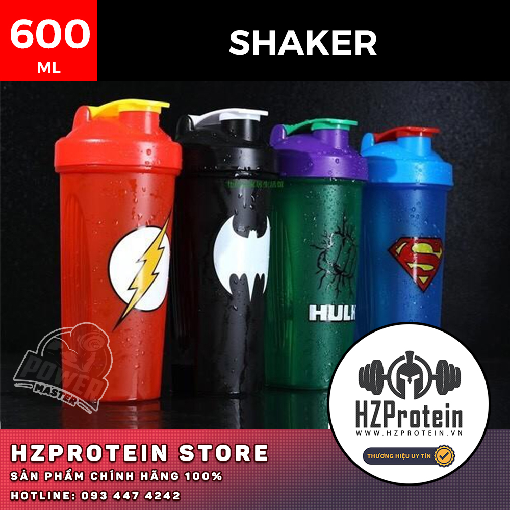 Bình lắc siêu anh hùng 600ml - bình nước trong suốt - bình nước thể thao, du lịch
