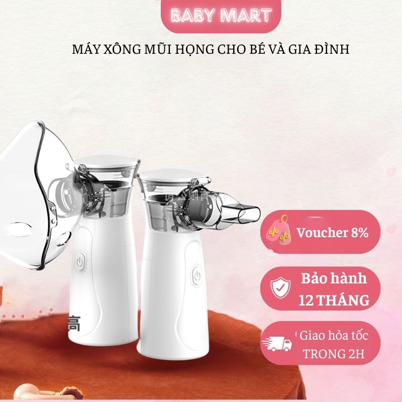 Máy thở khí dung xông mũi họng nebulizer cho trẻ em và người lớn - máy xông mũi họng công nghệ nhật bản cầm tay giúp vệ sinh mũi họng giảm nguy cơ các bệnh về đường hô hấp nhỏ gọn