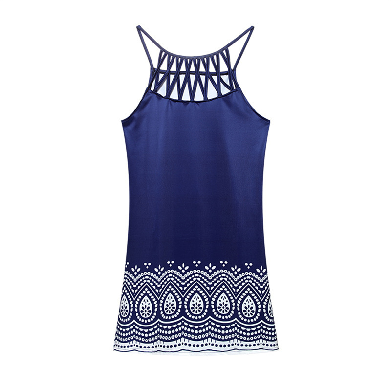 LFjAFvc Women's dresses summer new Casual Sleeveless Vintage Tribal Print Cutout Daily Dress