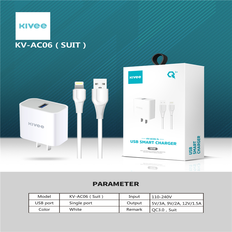 Kivee bộ sạc + cáp sạc nhanh cáp sạc micro usb 18w / cáp sạc type-c / cáp sạc lightning cáp sạc nhanh 3.0 cho samsung / android, cho iphone 12 pro max / iphone 11 pro / iphone xs max / iphone 8 plus