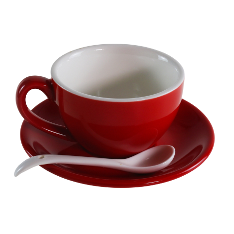 Bộ ly cà phê sứ capuchino 220 ml màu đỏ