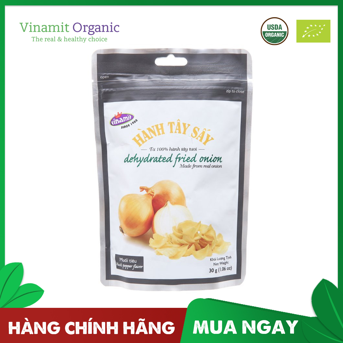 Hành tây sấy Vinamit vị muối tiêu 30g