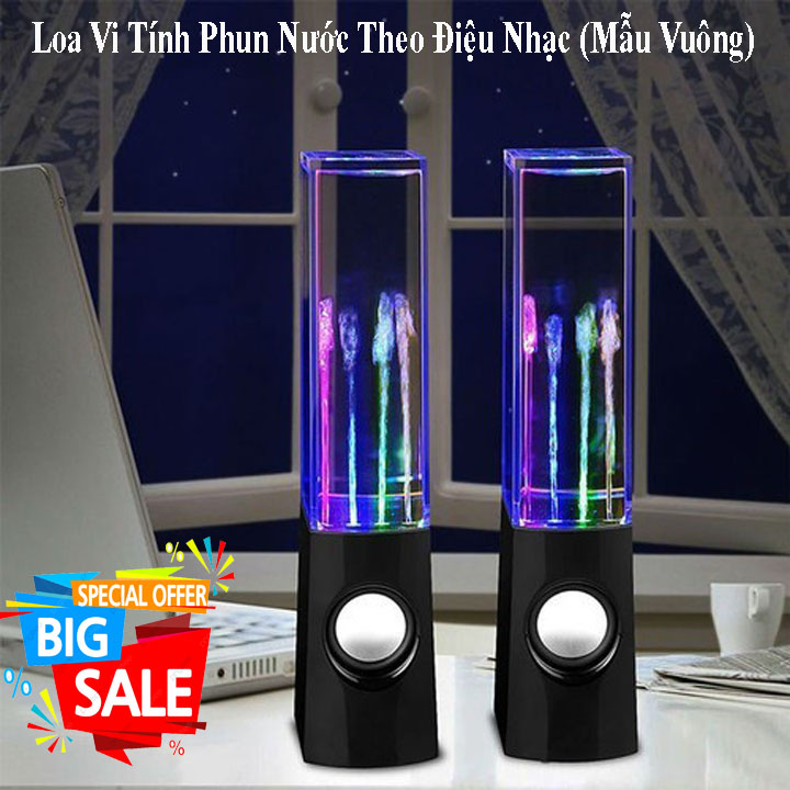[ Sale hàng giá SỐC ]  Loa vi tính, Loa Vi Tính Phun Nước Theo Điệu Nhạc (Mẫu Vuông), Loa Vi Tính Loa Nghe Nhạc 2.0 Nhạc Nước 3D Phun Nước Theo Điệu Nhạc, Thiết kế tiện dụng chất lượng, BH 1 đổi 1.