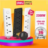 Ổ Cắm Điện Mẫu Mới 2025 Deli Ổ ĐIện Đa Năng Chống Cháy Nổ 2500W Cổng Sạc USB/ TypeC Thông Minh