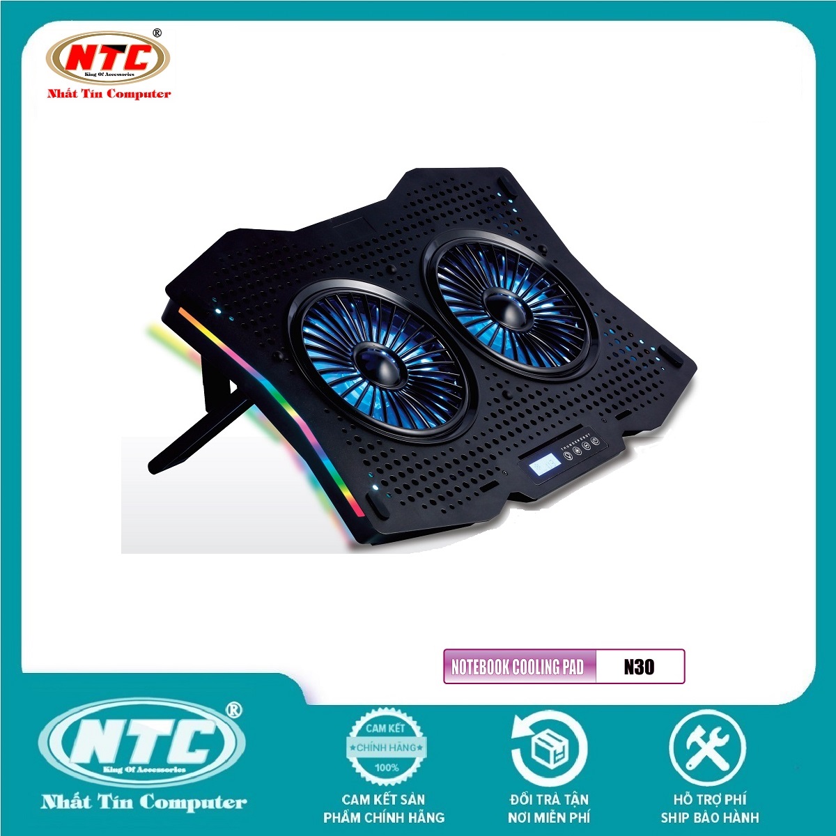 Đế tản nhiệt VSP COOLER N30 cho laptop từ 10" đến 18" Led RGB (Đen) - Nhất Tín Computer