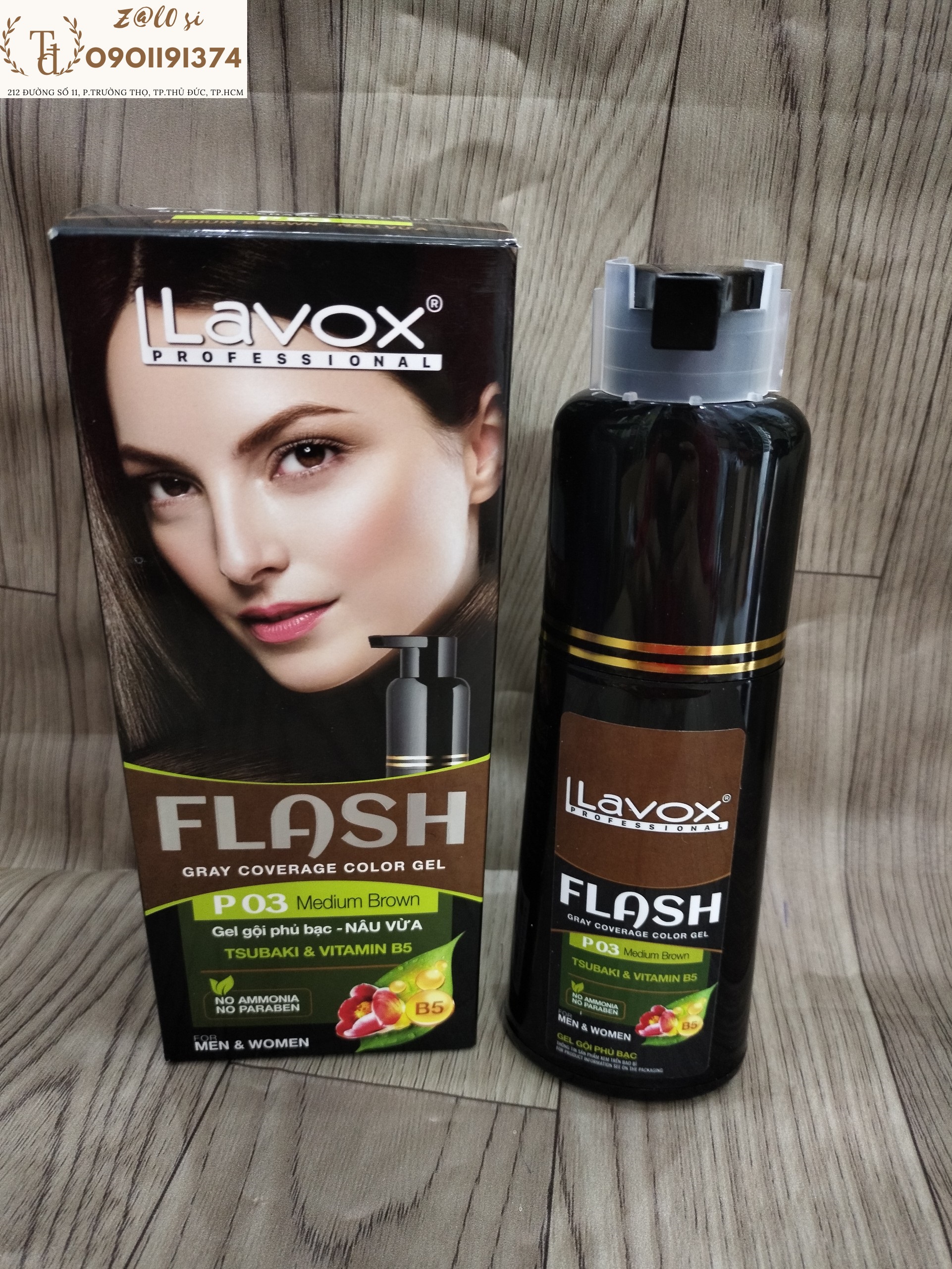 Gel gội phủ bạc lavox dạng chai