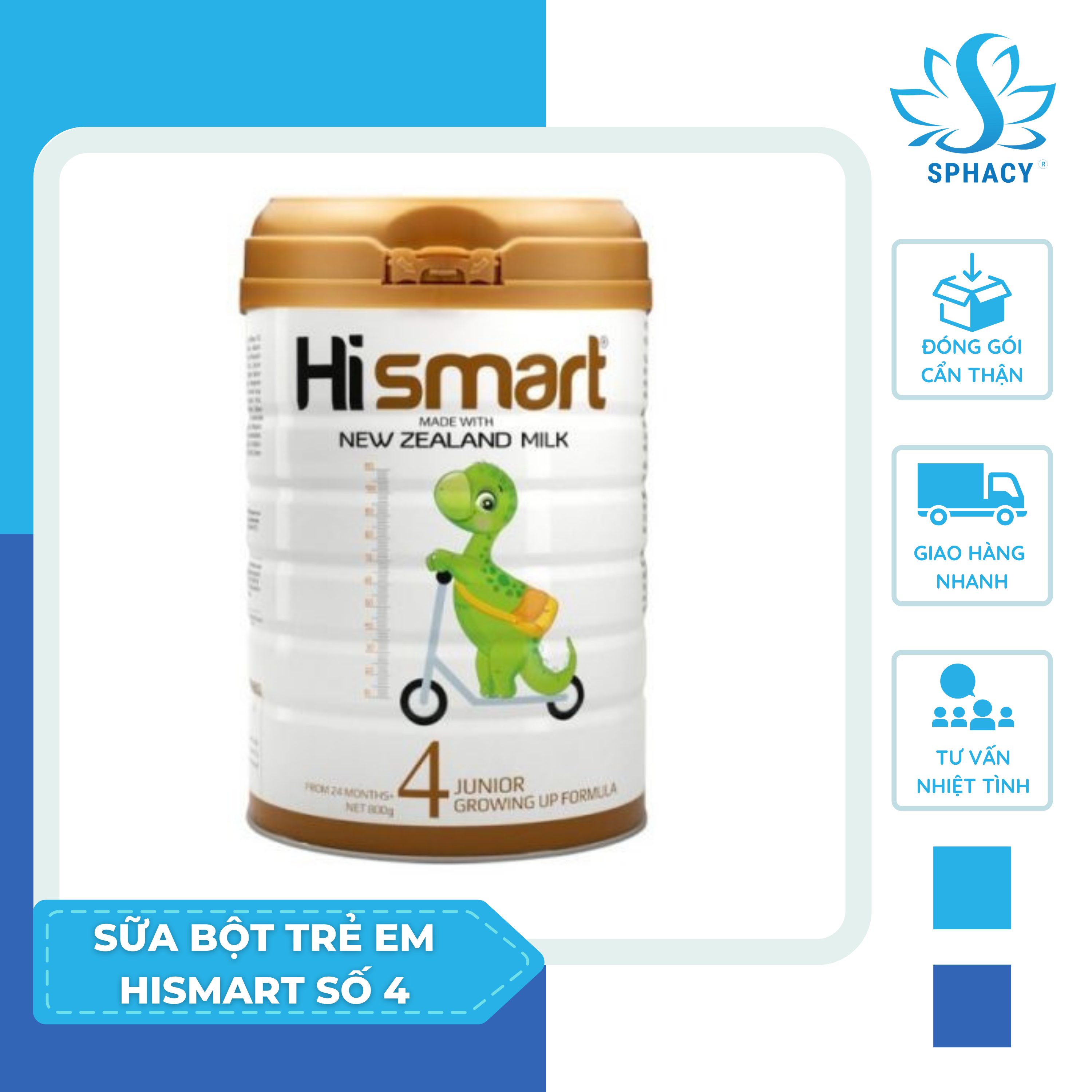 Sữa bột hismart nhập khẩu nguyên lon từ new zealand số 4 cho các bé từ 12-24 tháng