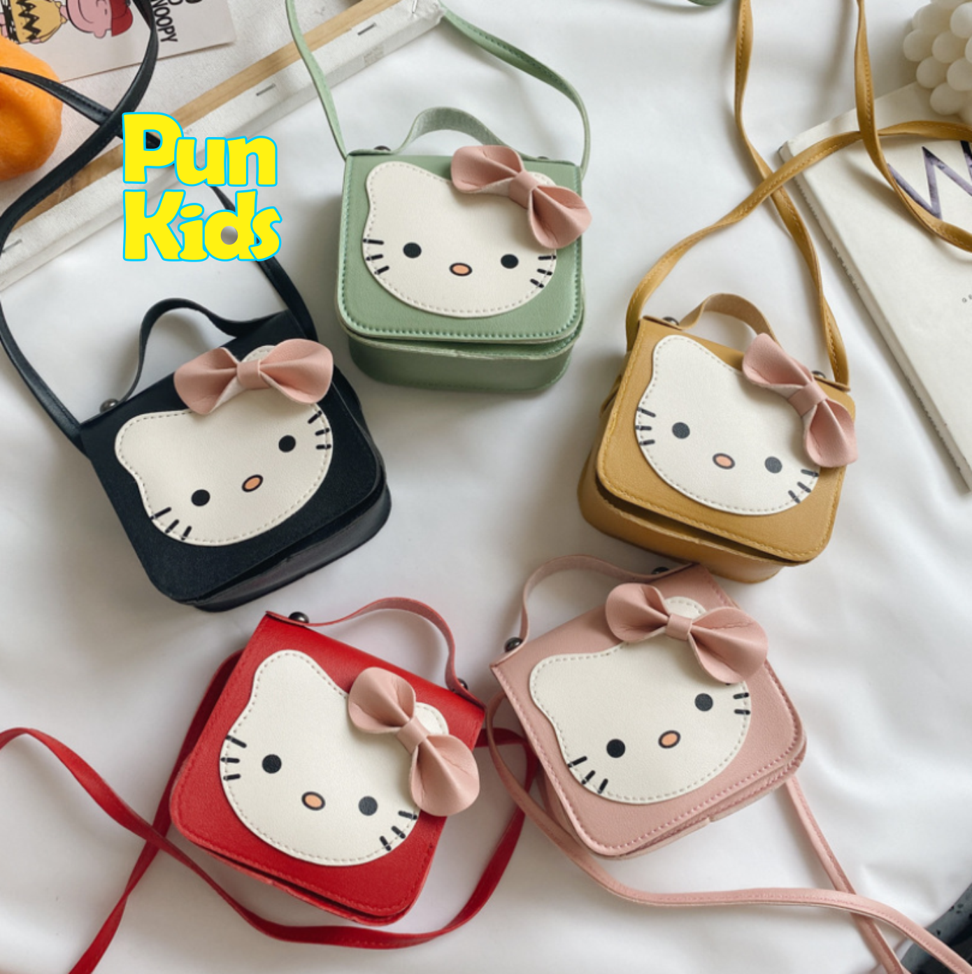 [HCM]Túi Đeo Chéo Mèo Kitty Da Xinh Xắn Cho Bạn Nữ Hoặc Bé Gái Gồm 5 Màu Lựa Chọn
