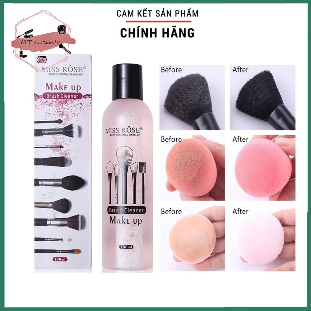 [CHÍNH HÃNG] Nước giặt cọ Nước Rửa Cọ Trang Điểm Mút Tán Miss Rose sạch vi khuẩn ngăn mụn