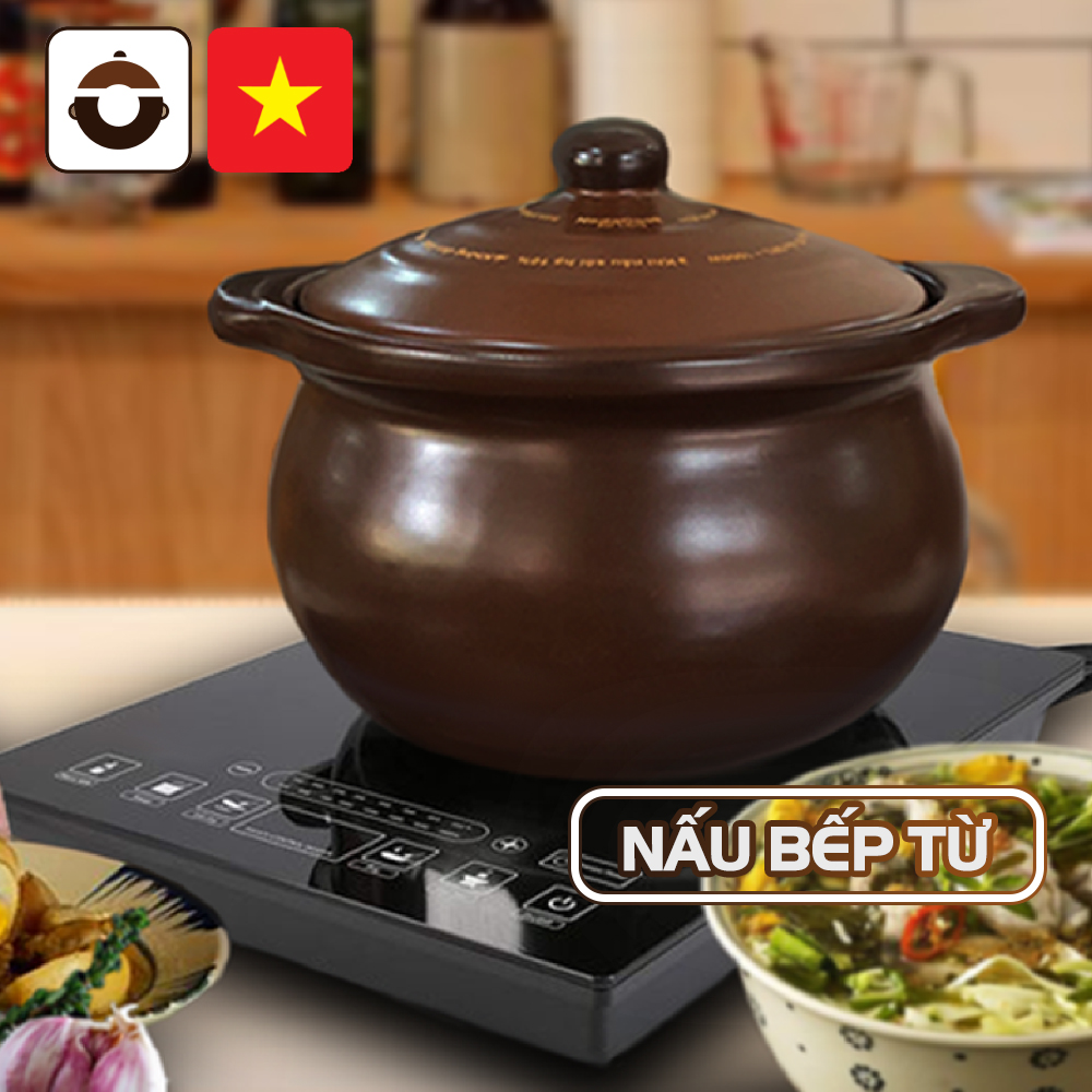 Nồi đất nấu bếp từ cỡ 2 - 3 lít NodaCook Bát Tràng