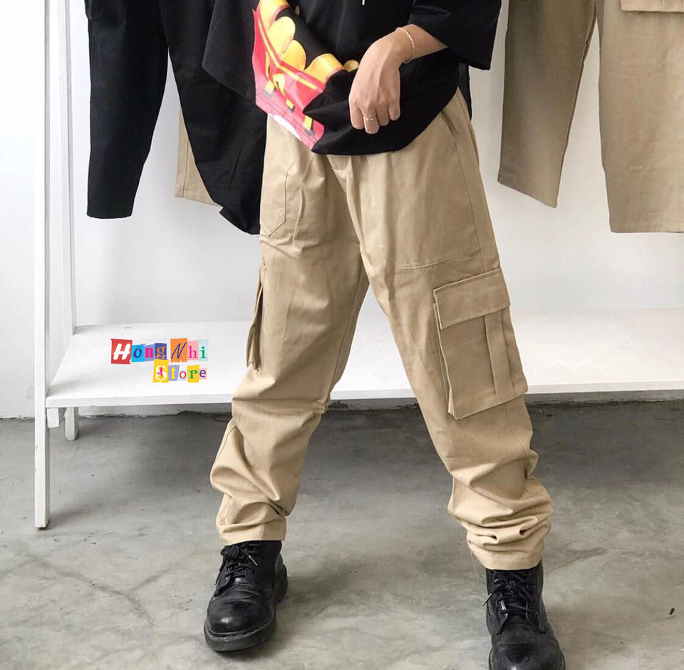 Quần Kaki Dài Túi Hộp Box Pant Màu Tan Dáng Rộng Nam Nữ Unisex Oversize Ulzzang - MM