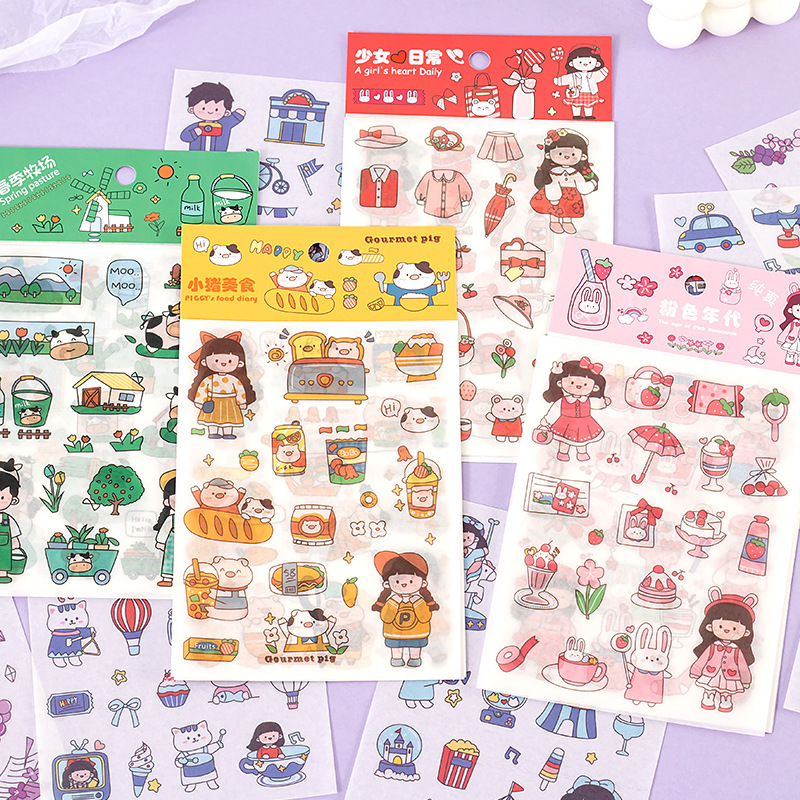 Tem sticker chủ đề nhà cửa, con vật, nông trại vui vẻ
